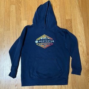 Ouray sportswear. Fleece pullover hoodie. Navy blue. Boys XL